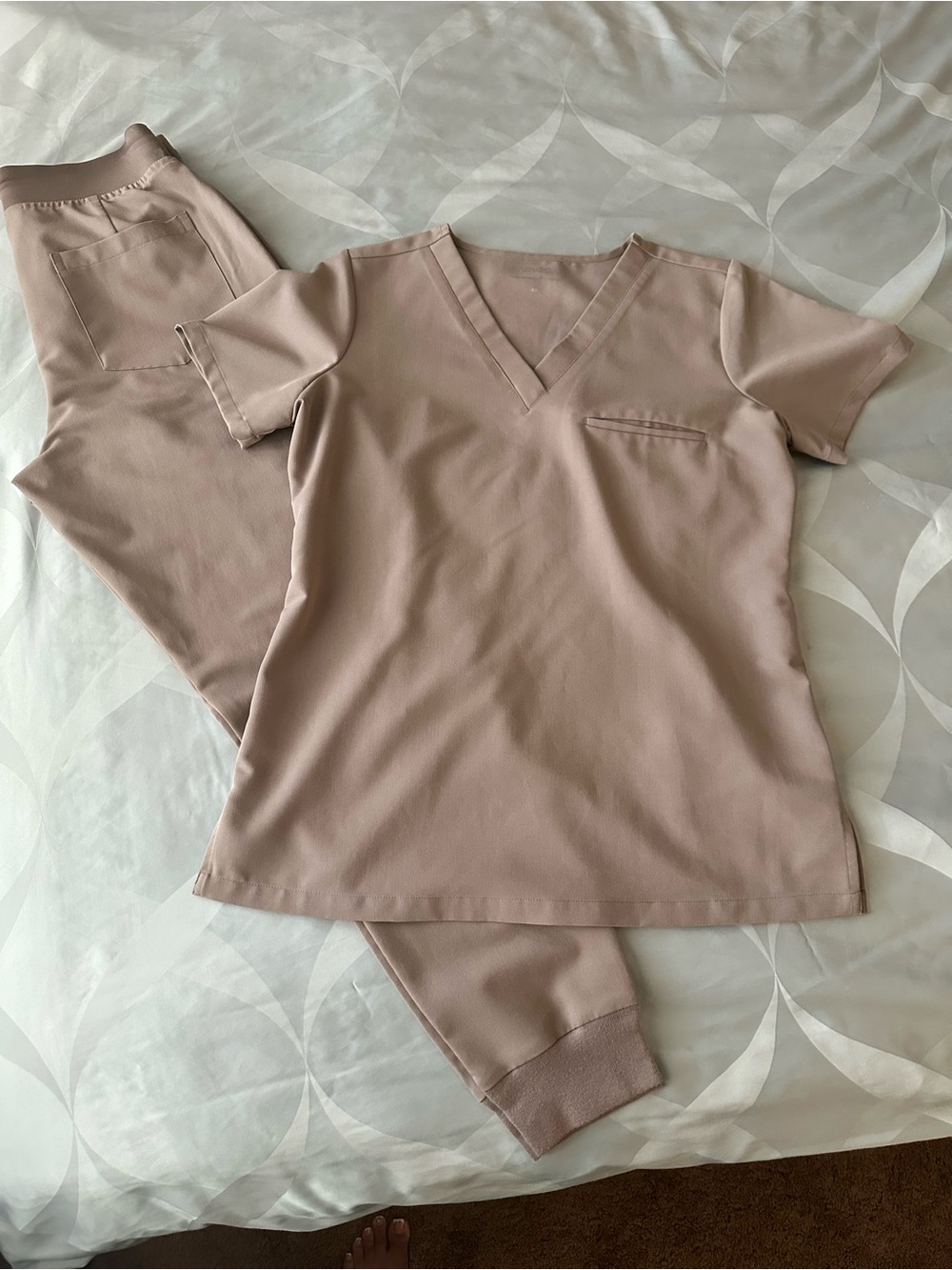 Mandala Women's Scrub Set - Top & Jogger Pants in Macchiato